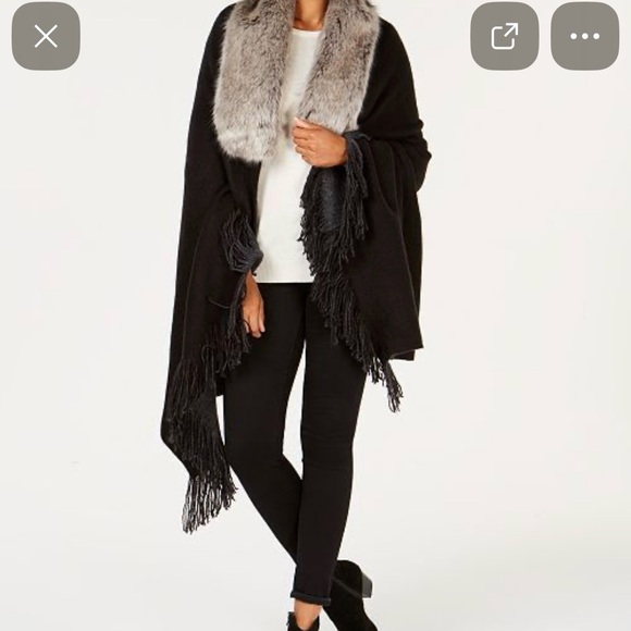 Lauren Ralph LaurenRemovable Faux-Fur Collar Poncho